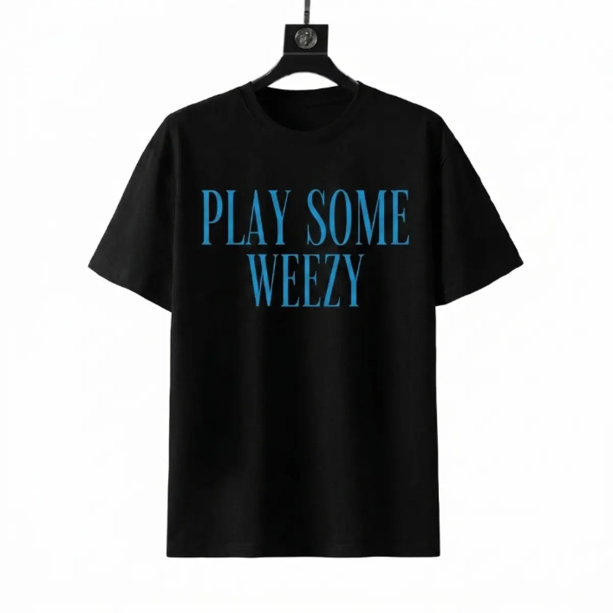 Men's Graphic Print T-Shirt with 'Play Some Weezy' Text, Casual Round Neck Shortsleeve Top in a Garment-Dyed Fitted Cut, Tshirt, Casual Wear, Text Graphic