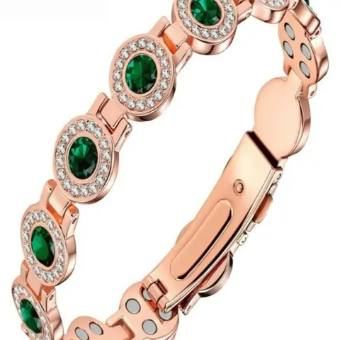 4X Strength Magnetic Copper Bracelet for Women, 3800G Magnets, Adjustable Length with Secure Clasp, Premium Multi-Faceted Artificial Crystal Bracelet, High Quality Elegant Jewelry Bracelet, Adjustable Bangle, Fashion Bracelets
