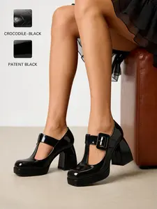 Zamikoo Women's Mary Jane Platform Pumps Chunky Heel Square Toe Ankle Strap Dress Shoes Retro '90s Style women
