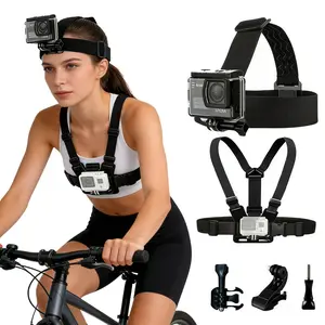 SJCAM 2Pcs Action Camera Accessories Set - Head Strap Mount + Chest Mount Harness,  for SJCAM C110Plus/C100Plus/C300/C400/SJ20 SJ4K /GoPro Hero 13 12 11 10 9 8 7 6 5 4/AKASO EK7000/V50/Brave 7/DJI Action Camera