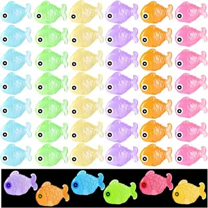 48Pcs Luminous Mini Resin Fish, Miniature Glow in The Dark Fish Ornament for Garden, Landscape, Aquarium, Dollhouse, Birthday Party, Room Crafts Decor