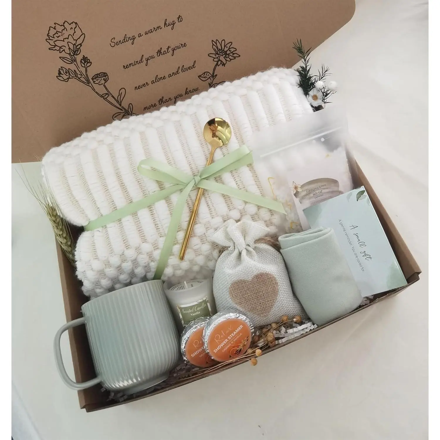 Get Well Soon Gift Basket- Relaxation, Birthday,Mothers Day /Self Care Package, After Surgery, Sympathy Gift for Loss of Loved One, Thinking of You Gift Set, Grief/Comfort/Miscarriage Gift for Women