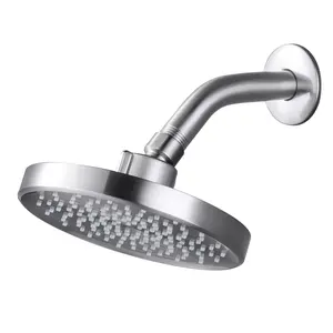 WOWOW Shower Head High Pressure Rain, Luxury Bathroom Showerhead with Adjustable Angles, Anti-Clogging Silicone Nozzles - 6 Inch Round, Brushed Nickel