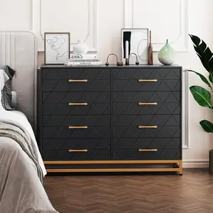 Trailblaze 8-Drawer Dresser TV Stand - Modern MDF Wood Storage Chest with Metal Handles, Anti-Collapse Organizer for Bedroom, Living Room
