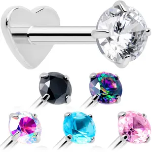 18 Gauge 5/16 CZ Implant Grade Titanium Reversible Threadless Flatback