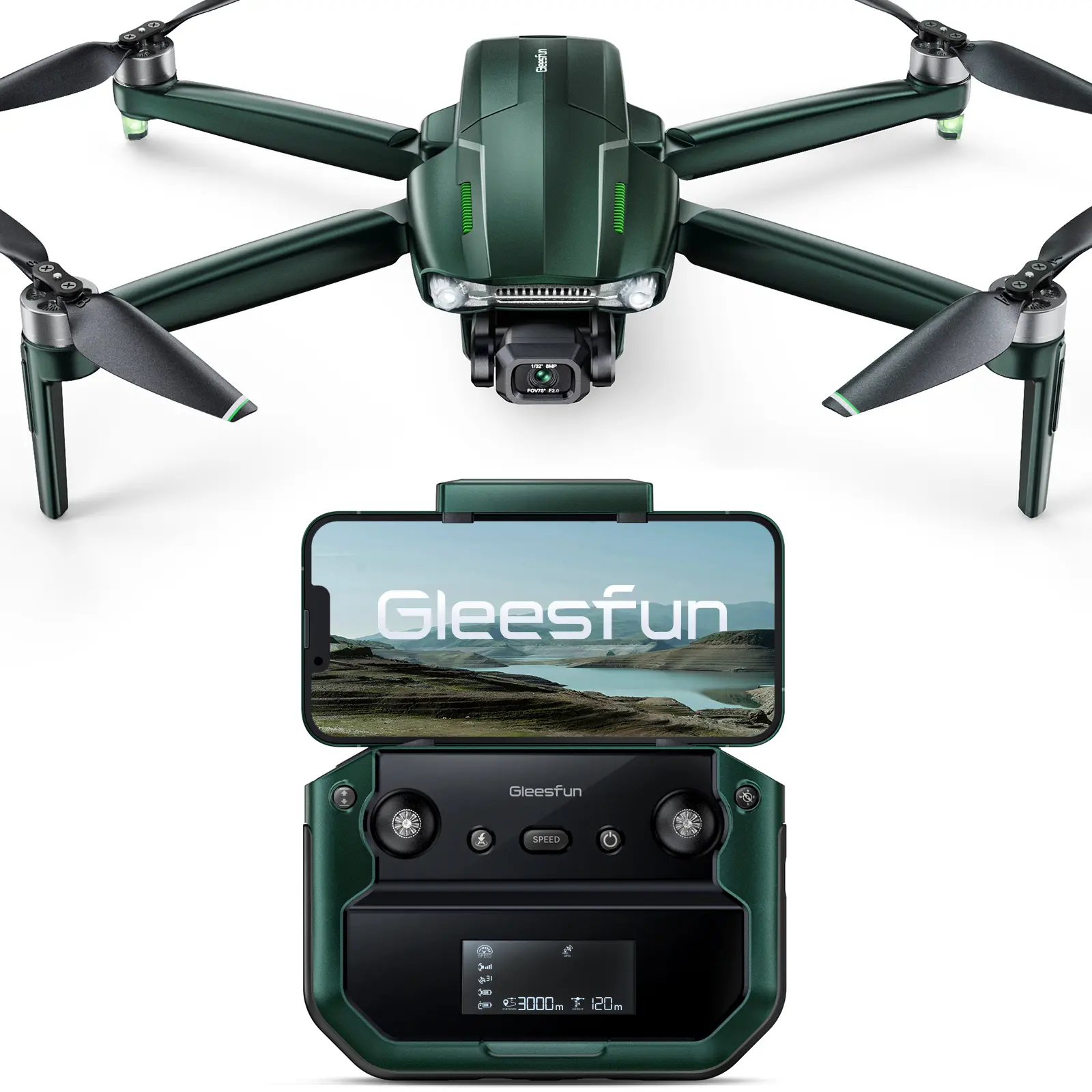 GLEESFUN G11PRO 6K Digital Camera Drone for Adults, 4K/30fps Video, 3-Axis Brushless Gimbal, 70mins Flight Time (2 Lithium Ion Batteries, Charging Included), 10000ft Long Range, FAA Compliant, 357g, Auto Return, Remote Control, Accessories