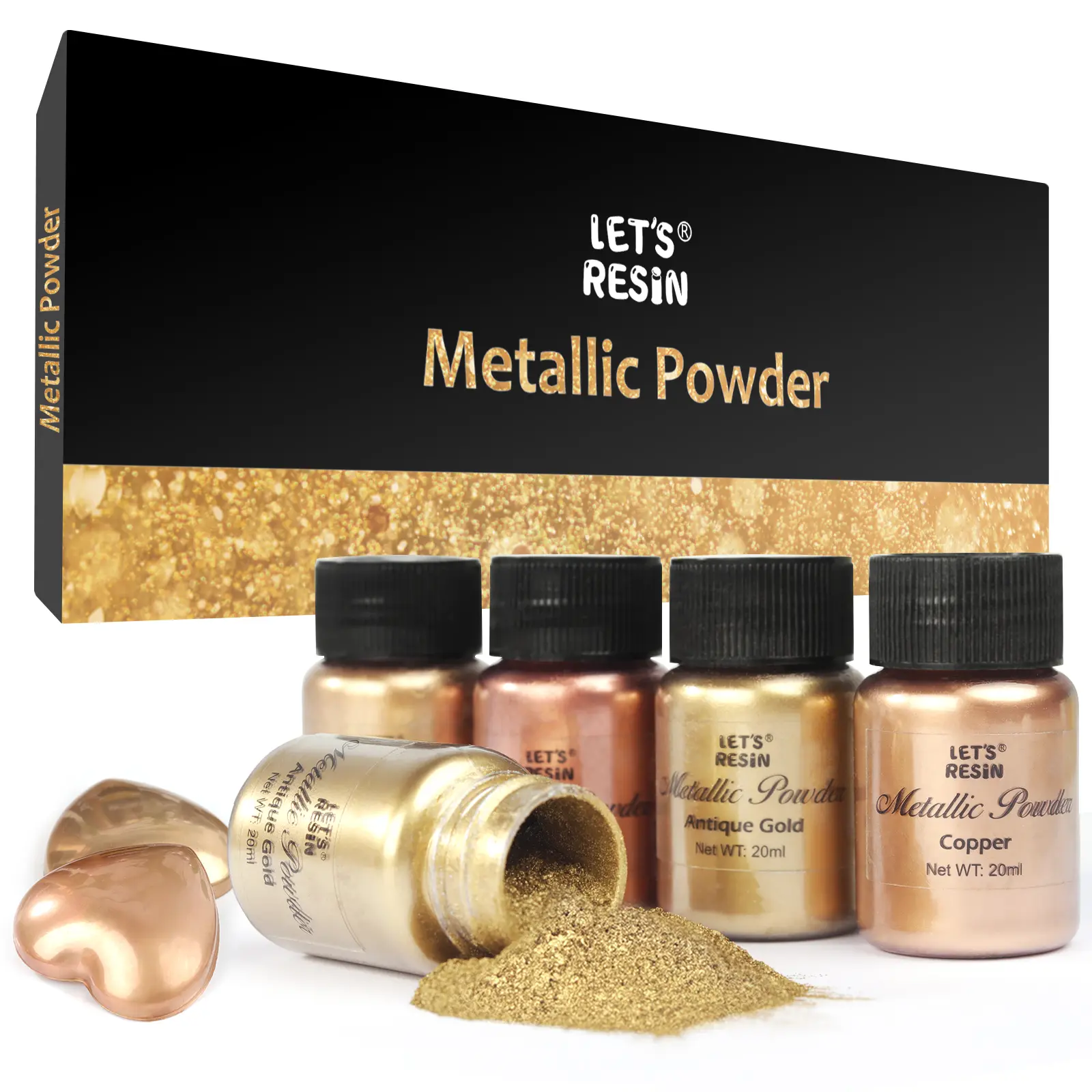 5 Colors Metallic Fine Resin Pigment Powder, Each Bottle 20ml Resin Color Pigment for Epoxy Resin Coloring, Polymer Clay and Other Crafts - LET'S RESIN 5 Colors Metallic Fine Resin Pigment Powder, Each Bottle 20ml Resin Color Pigment for Epoxy Resin Coloring, Polymer Clay and Other Crafts - LET'S RESIN