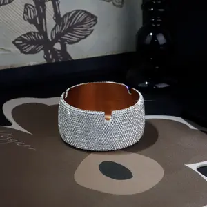 Rose Gold Metal Ashtray, Portable Modern Design for Men and Women, Handmade Stainless Steel Gift, Stylish Decor for Indoor and Outdoor Use, Studded Decor