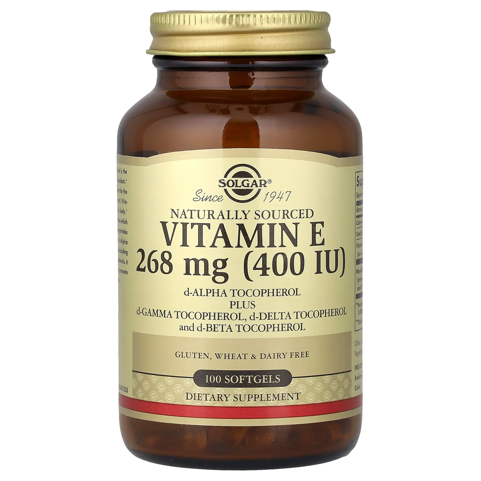 Solgar Vitamin E, Naturally Sourced, 100 Softgels