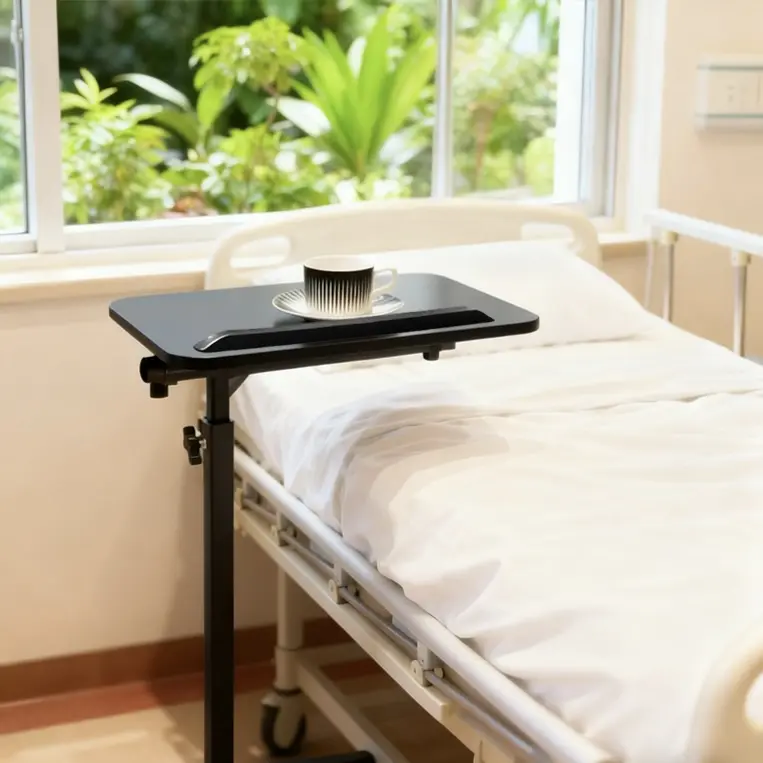 Adjustable Foldable Nursing Bed Table - Sturdy, Durable, Compact Modern Wood Healthcare Bedside Table, Ideal for Compact Adjustable Desks Use, Thoughtful Gift Option