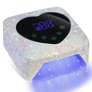 72W Rechargeable UV LED Nail Lamp with Diamond Rhinestone Design, 30 LEDs Professional Gel Nail Polish Dryer, Cordless Nail Art Lamp for Manicure, Christmas Gift for Sisters & Girlfriends