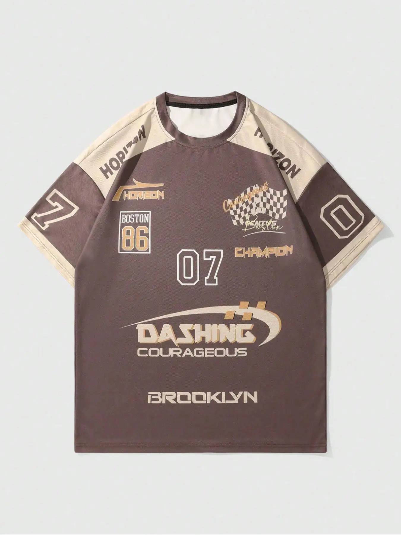 Men's Figure & Letter Print Drop Shoulder Tee, Loose Casual Short Sleeve Round Neck T-Shirt for Summer, Men's Top for Daily Wear