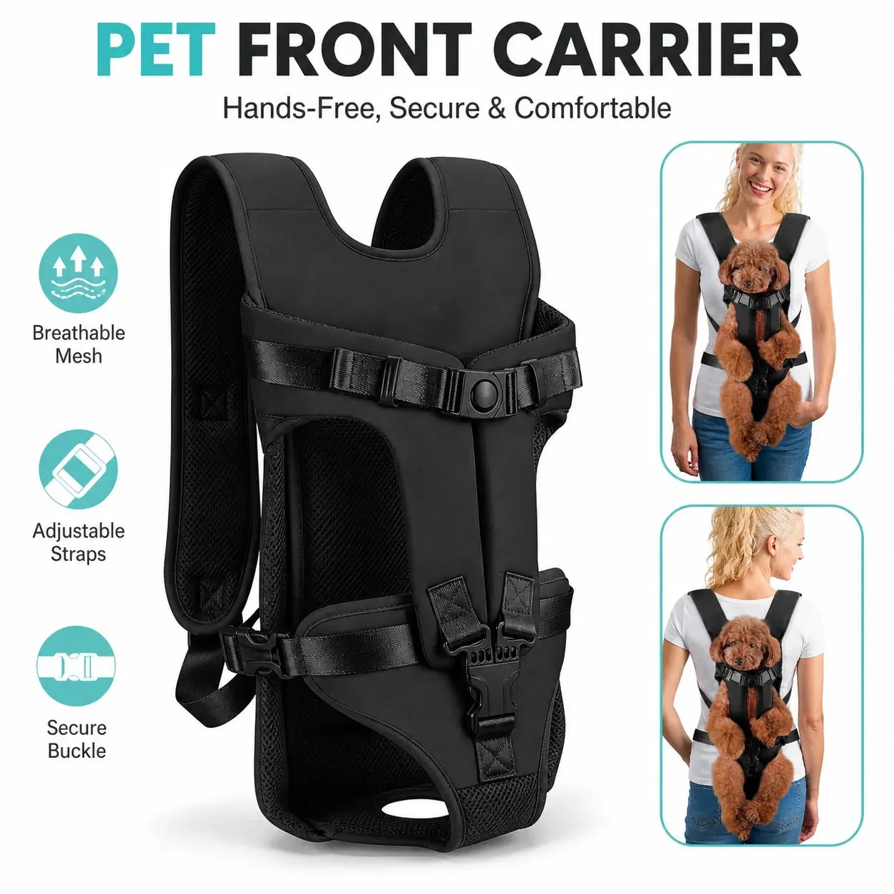 Hands-Free Front Pet Carrier Backpack – Small Dogs