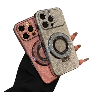 Phone Case  Designed for The Latest Iphone 16/17 Pro Max. It Features an Electroplated Snake Skin Pattern And Is a High-End Glitter Stand Case Compatible with Models17  16, 15, 14