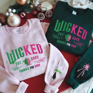Wicked Embroidery Sweatshirt, Together we're unlimited shirt,Elphabaa Glindaa Side Bow Embroidered Sweatshirt, Wicked Musical Movie Fan Gift