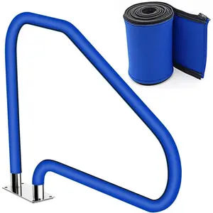 Pool Handrail Cover,Rail Grip for Swimming Pool Hand Railing Covers with Zipper,Safety Grips Comfort Cool Covering Sleeve for Inground Pool Ladder Handles Hand Railing Covers-8 Feet,Blue