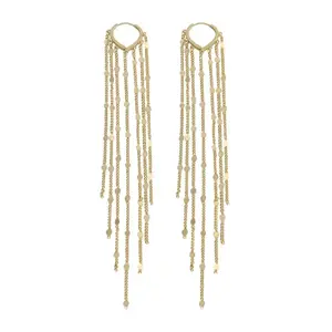 14K Gold Plated Long Tassel Earrings for Women,Chain Tassel Threader Earrings Trend Dangling,Trendy Hypoallergenic Bride Party Prom Jewelry and Women Gifts For Mother's Day gifts summerwins