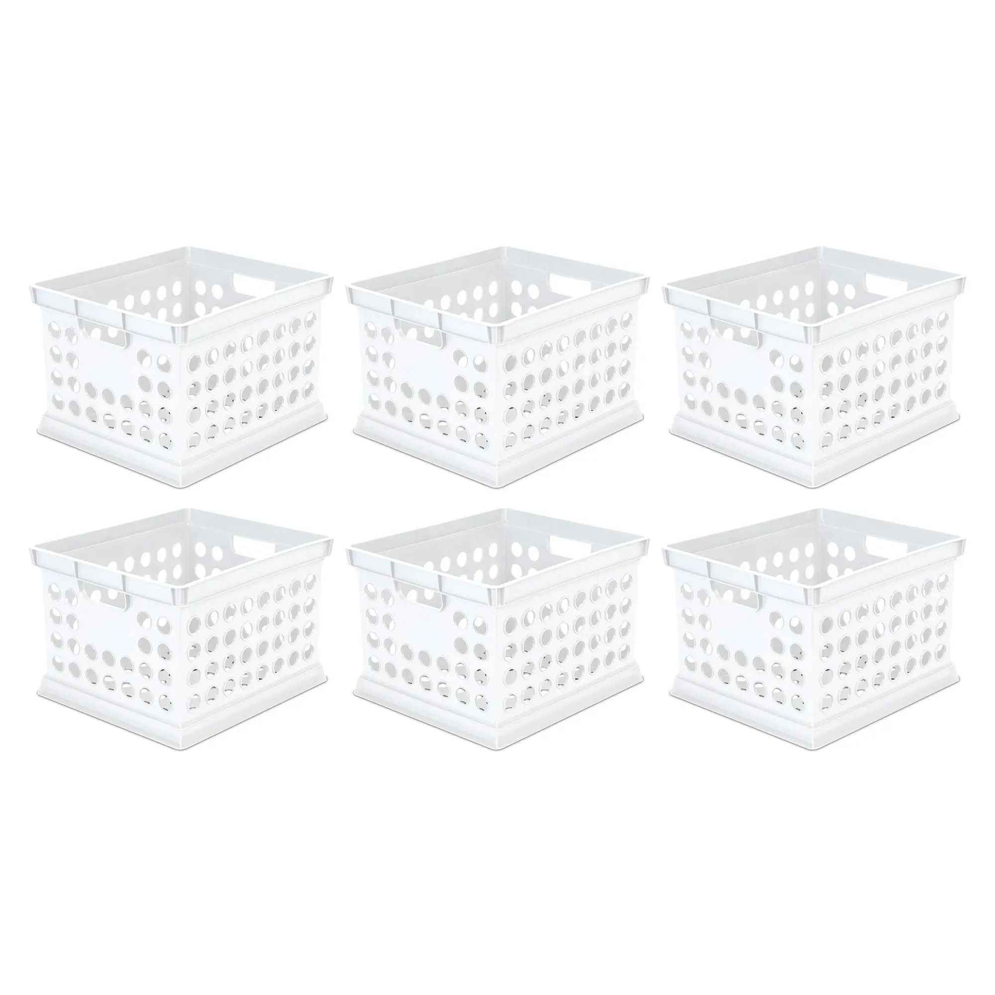 Sterilite Stackable Plastic Storage Open Crate Bin Organizer Box, White, 6-Pack Sterilite Stackable Plastic Storage Open Crate Bin Organizer Box, White, 6-Pack