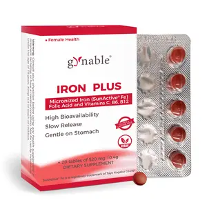 Gynable Slow Release Iron Supplement for Anemia & Prenatal Support, 18mg Patented SunActive Iron, High Absorption Formula with Folic Acid B12 Vitamin C & B6, Gentle on Stomach, 20 Tablets, Made in Italy mothersdaygift