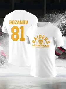 Heated Rivalry Relaxed Fit Short Sleeve Top Athletic T Shirt Ice Hockey Star Ilya Rozanov #81 Breathable Mesh Panels Ultra-Soft, Hypoallergenic Fabric Versatile for Sports and Casual Wear