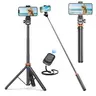 61-Inch Professional Selfie Stick Tripod with Remote Control, Enhanced Stabilized Stand, Lightweight Portable Adjustable Telescoping Camera Support for iPhone Android Mobile Devices, Travel Gadgets for Content Recording, Phone Accessories