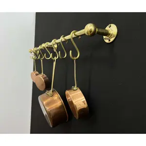 Unlacquered Brass Pot Rail with S Hooks – Stylish Kitchen Hooks