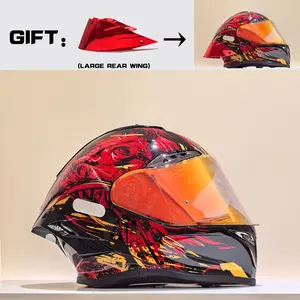 Nbtk Brand Full-Face Motorcycle Helmet, A cool big spoiler as a gift.ECE Safety Certification.Abs Material with Eps Padding, Adjustable Ventilation, UV Protection, Unisex, 3C & Dot Certified, Motorcycle Riding Helmet