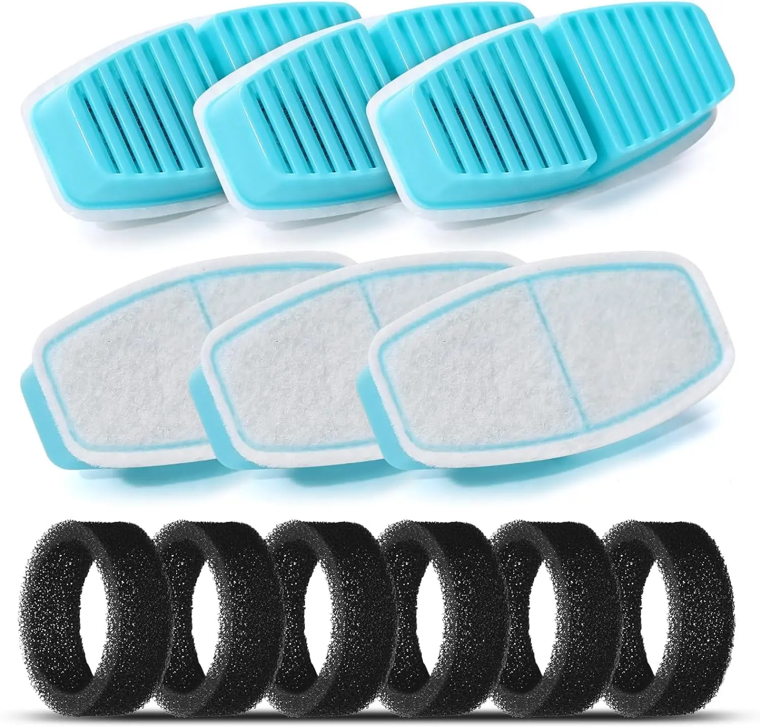 Water Fountain Filters :  Pet Water Fountain Replacement Filter - 12 Packs of  Fountain Filters (6 Carbon Filters + 6 Sponges) - Multiple Filtration Please Replace it Every 2-3 Weeks