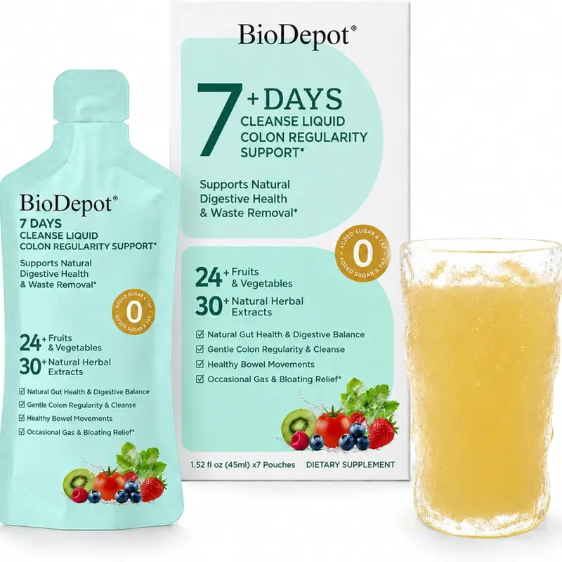 Biodepot 7-Day Sugar-Free Natural Liquid Digestion Supplement with Akkermansia Probiotics, Orange Extract - Gut Support, Bloating Relief, Metabolism Boost, Immunity Boost, Botanical Extracts for Kids