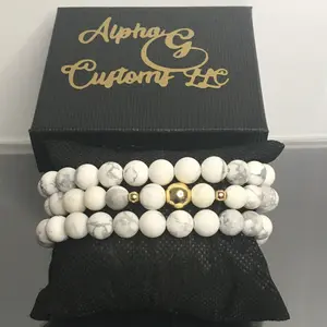 Golden Trinity – Triple Stack Howlite & 18K Gold Bracelets