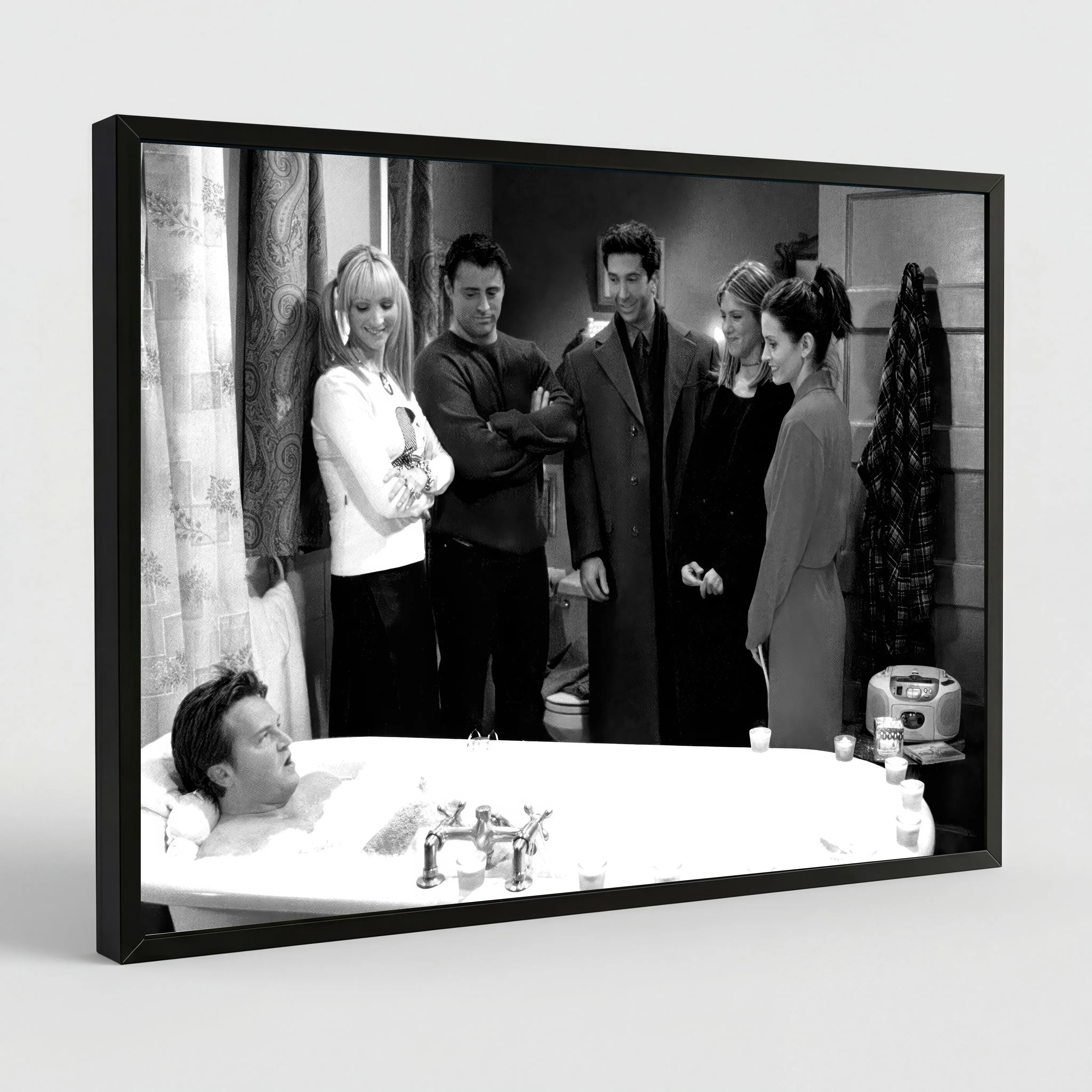 Friends Tv Series Poster, Friends Funny Bathroom, Funny Bathroom Wall Art, Black And White, Toilet Print, Restroom Decor