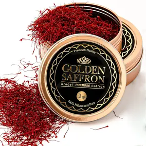 Golden Saffron, Finest Pure Premium All Red Saffron Threads, Grade A+ Super Negin Non-GMO Verified. For Tea, Paella, Rice, Desserts, Golden Milk and Risotto (2 to 75 Grams)