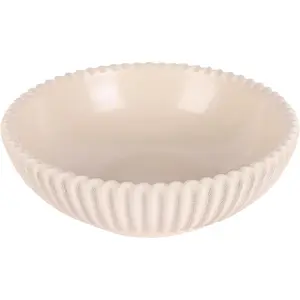 Beige ruffled-edge decorative bowl, large fruit bowl, home bowl for counter, coffee table, or entryway table, minimalist key holder and centerpiece fruit bowl.