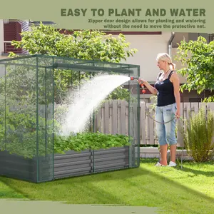 【Summervibes】Lilypelle Raised Garden Bed Crop Cages, Plant Protection Tent with Zippered Door, Wind-Resistant Cover for Vegetables, Flowers & Outdoor Plants