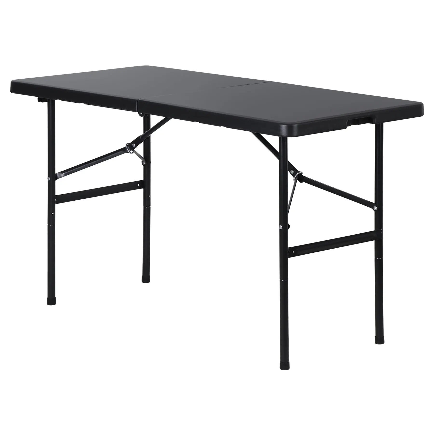 Zeny 4FT Foldable Plastic Outdoor Table - Portable Indoor-Outdoor Picnic & Camping Dining Furniture with Handle, 300lbs Weight Capacity, Black, Indoor-Outdoor Picnic Tables