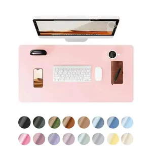 Leather Desk Pad Protector, Office Desk Mat, Large Mouse Pad, Non-Slip PU Leather Desk Blotter, Laptop Desk Pad, Waterproof Desk Writing Pad for Office and Home (23.6" x 13.8", Light Pink)