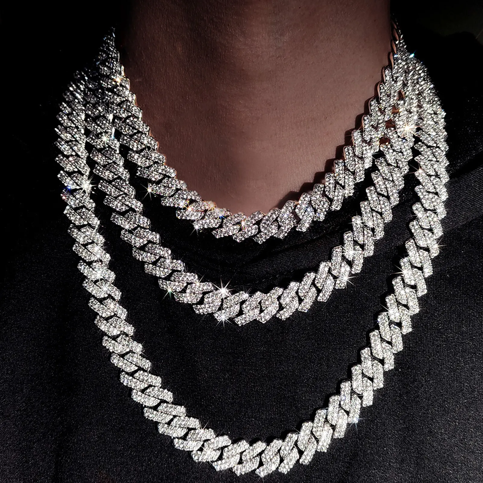Moissanite Cuban Link Chain Necklace, 10 mm Prong Setting, Valentine’s Day Gift for Him - Fashion Accessories