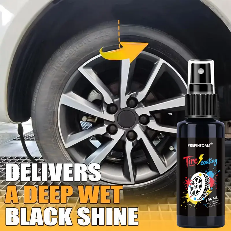 Tire Shine Polish, Car Tire Coating Cleaner, UV Protection Anti-Erosion, UV Inhibitors, Restores New Look to Tires, Automotive Maintenance Essential, Durable Formula