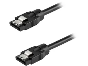 StarTech.com SATRD30CM 12 Inch (30cm) Round SATA Cable - Latching Connectors - 6Gbs SATA Data Cord - SATA Hard Drive Power Cable - Black (SATRD30CM)
