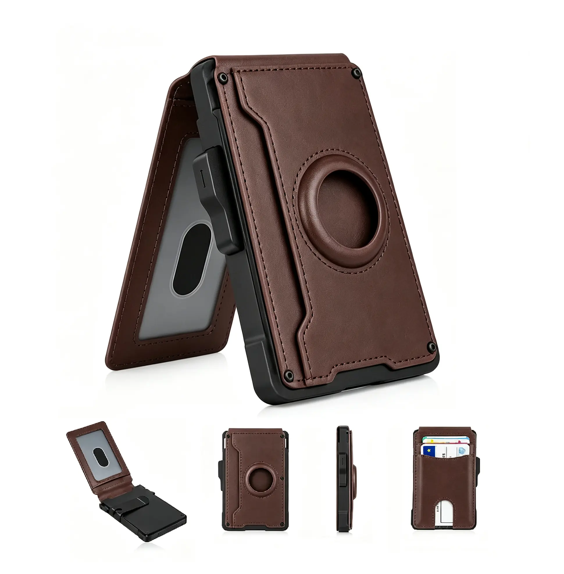 Men's Minimalist Bifold Wallet With Built-In AirTag Holder,RFID Blocking Anti Theft Pop-Up Card Holder With Magnetic Clip,Holds 7-9 Cards & 5 Cash Bills Slim Front Pocket Daily Carry Accessory,Ideal Gift For Father’s Day Birthday Anniversary.love gifts, M