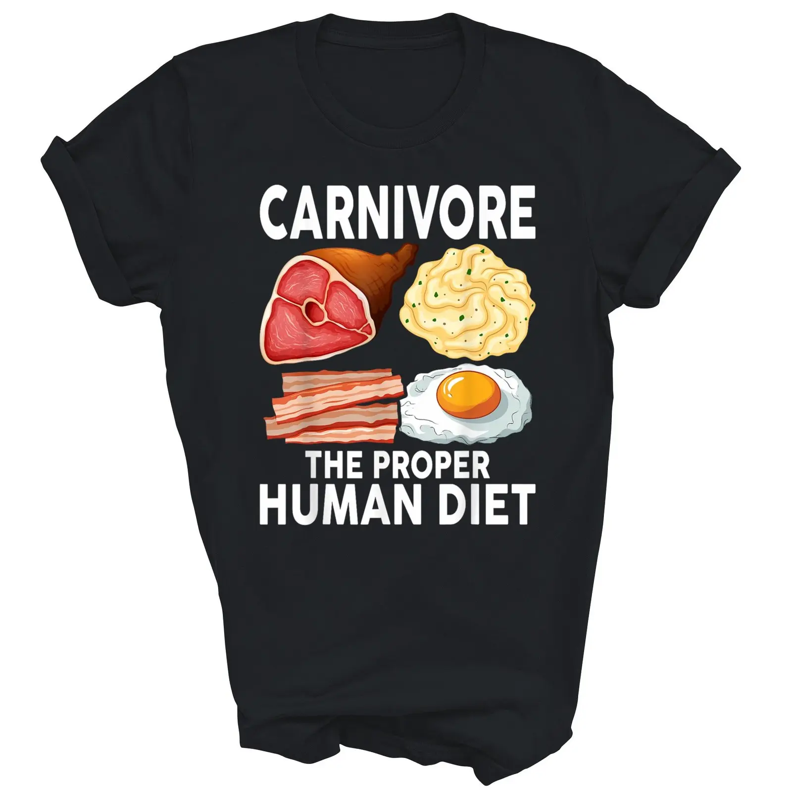 Men's Funny Carnivore Diet Graphic Print Short-Sleeve T-Shirt - Menswear Casual, Soft Cotton, Breathable Minimalist, Customizable All-Seasons Unisex Streetwear Everyday Gift Top