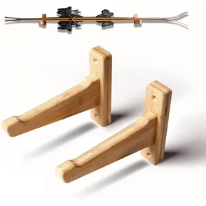 Ski Wall Mount, Single Pair Ski Rack for Wall Storage & Display, Heavy-Duty Holder Fits All-Mountain & Powder Skis, Home, Garage, Cabin