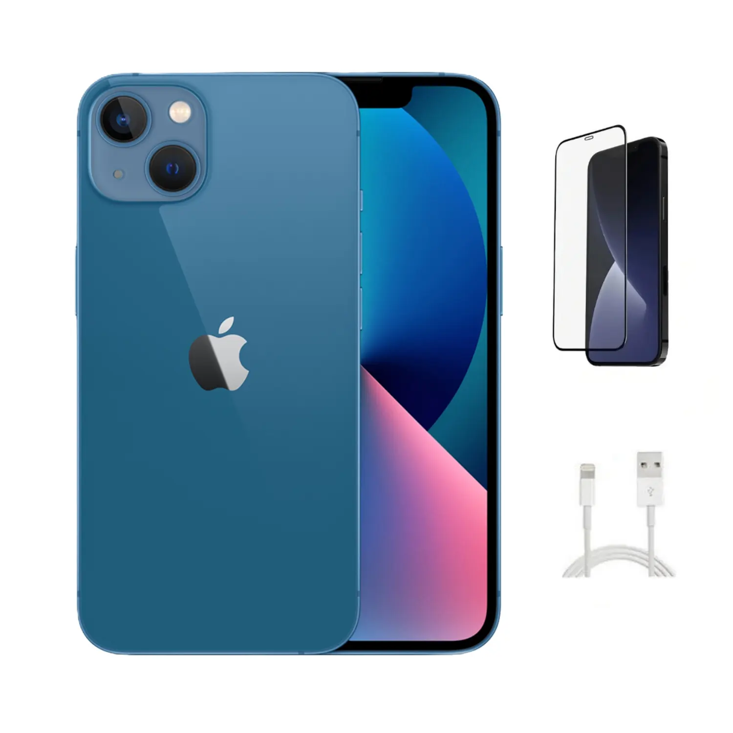 Refurbished iPhone 13 (Unlocked)-Good Condition with Pre-Installed Tempered Glass Screen Protector and 1 Year Warranty  A2482