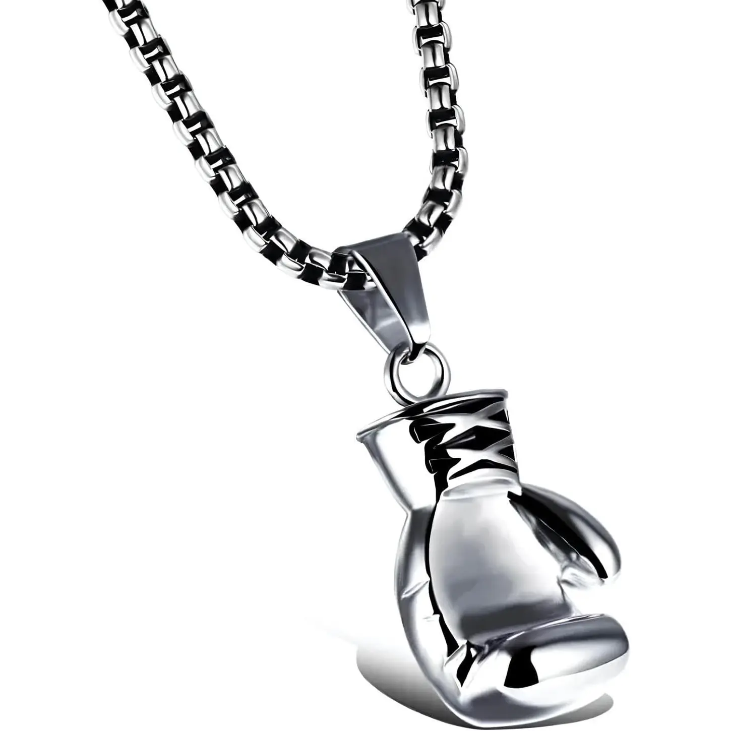 Boxing Glove Pendant Necklace Stainless Steel Sports Jewelry for Men and Women, Combat Sports Themed Necklace for Boxing Enthusiast