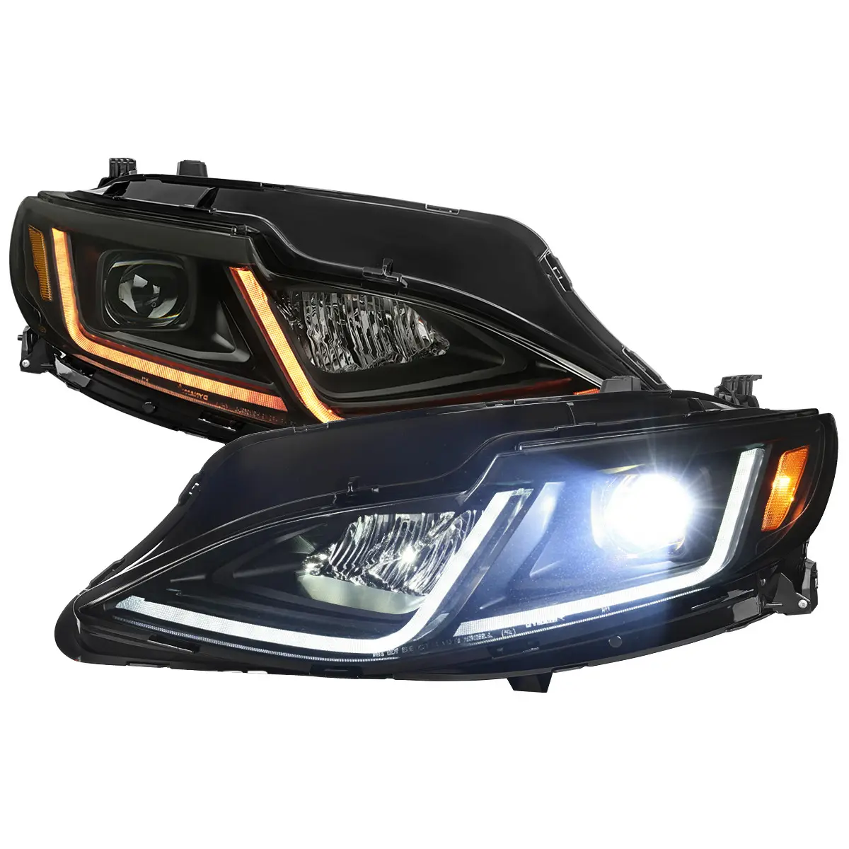 2019-2024 Chevrolet Malibu Full LED Projector Headlights Switchback Sequential Turn Signal (Chrome Housing/Clear Lens)