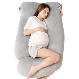 Alcedo U-Shaped Pregnancy Pillow for Sleeping, 57-Inch Full Body Maternity Pillow with Removable Cover – Back, Belly, Hip, and Leg Support for Pregnant Women, Grey, ideal for Pregnant Women & Side Sleepers