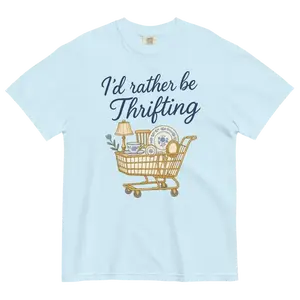 Comfort Colors I'd Rather Be Thrifting Unisex Short Sleeve T-shirt Soft Garment-Dyed Vintage Look Premium Cotton Relaxed Fit Graphic Made In The USA