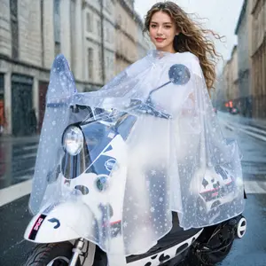 PVC raincoat women, thickened translucent design, light and easy to store, suitable for men's outdoor electric vehicles and motorcycle riding on rainy days