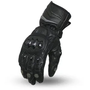 Hellbender Men's Motorcycle Gloves with Fabric-Reinforced Palm Points Solid Knuckle Protection Extended Cuffs for Durability Comfort & Impact Resistance