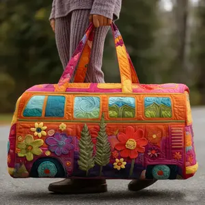 Unisex Boho Quilted Weekender Travel Bag, Lightweight & Comfortable, Hippie Design